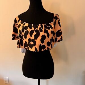 Leopard Ruffle Off-Shoulder Swimsuit